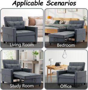 Sofá Cama Convertible 3 en 1 con Portavasos, Sillón Reclinable y Futón - Product Image 4