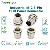 Connecteur PCB standard M12 8 pôles A-Code, prise circulaire à montage arrière avec broches à souder, terminal industriel étanche 60V/2A