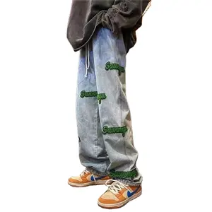 Jeans surdimensionnés pour hommes Hiphop Embroiled Baggy Denim jeans pour hommes Jeans amples durables