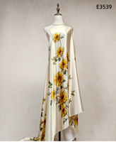 Tissu en Soie Charmeuse 100% Soie de Mûrier à Imprimé Numérique Tendance, Motif Floral Tournesol Doux et Respirant