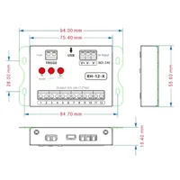 Contrôleur LED Monochrome Lededit X12 12 Canaux PWM Sortie 4A Garantie 2 Ans avec Effet d'Eau Marathon et Logo Dynamique