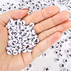 White Round Acrylic Letter <strong>Beads</strong> &amp; Glass <strong>Beads</strong> DIY Jewelry Making <strong>Kit</strong> for Kids Bracelets &amp; Necklaces - Product Image 3