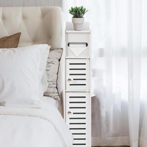 Noir petits espaces rangement coin armoire blanc salle de bain meubles 2 portes étagères maigre coin sol mince porte-<span class=keywords><strong>papier</strong></span> <span class=keywords><strong>toilette</strong></span> - Product Image 5