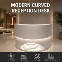 Comptoir de réception moderne en MDF, finition brillante, éclairage LED, mobilier de bureau commercial, utilisation hospitalière