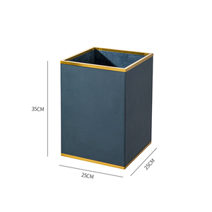 سلال فندقية فاخرة مخصصة من الفولاذ المقاوم للصدأ والجلد، سلة مهملات جلدية منسوجة راقية لدورات المياه في الفنادق - Product Image 6