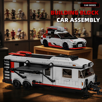 12GO 95022 Station Wagon avec remorque de camping, ensembles de blocs de construction MOC, kits de briques, véhicules à assembler, jouets pour adultes, cadeau de Noël