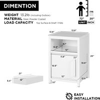 Moderno Armario de Almacenamiento de Acero Gris Oscuro de 1 Puerta, 13.8 x 13.8 x 20.1 Pulgadas, Altura Ajustable, Organizador Multiusos para Sala de Estar