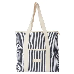 Nieuwe Ontwerp Dambord Strand Tassen 2022 Vrouwen Zomer Peva Custom Canvas Tote Schouder Met Interieur Zip Pocket