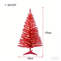 JQ Arbre de Noël artificiel rouge de luxe de 1,2 m de haut, en PET brillant, décoration moderne pour les fêtes, idéal pour le salon, le bar et la maison