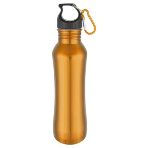 BPA Free 750ML 18/8 Stainless Steel Sport Water Bottle In Mermaid Shape With Wide Mouth Opening Carabiner Hook Lid For Drinking