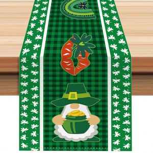 <b>Green</b> Four-Leaf Clover Printed Shamrock St. Patrick's Day Woven Table <b>Runner</b> Seasonal Home Use Kitchen Dining Table Accessory - Product Image 3