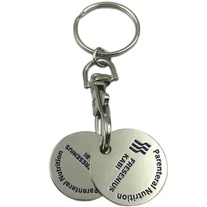 Promotional Gift customized keychain Hot Sale keyrings Custom Embossed Logo Metal Trolley Coin Key chains