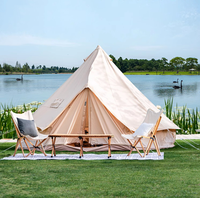Carpa de Lona Espaciosa Tipo Campana con Orificio para Estufa, Yurta de Lujo para Acampar, Impermeable y Transpirable para Todo Tipo de Clima