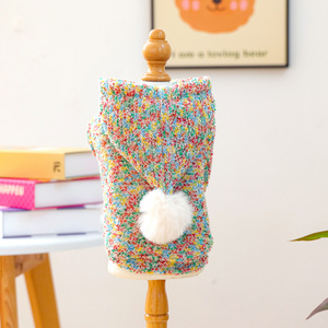Vêtements pour chiens et chats écologiques, doux et confortables, vêtements pour animaux de compagnie personnalisés en polyester coupe-vent pour l'hiver avec pompon - Product Image 4