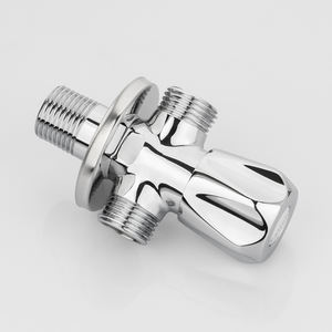 Ein-Ein-Zwei-Ausgang Messing-Eckventil Chrom-Finish Hydraulisches Wasserverteilungsventil PN10 FKM-Dichtung Waschmaschinen-Toilettenschlauch - Product Image 2