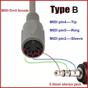 อะแดปเตอร์เสียง 3.5 มม. ปลั๊กแปลง <span class=keywords><strong>MIDI</strong></span> 5 พิน ตัวเมีย DIN 5 พิน ตัวเมีย <span class=keywords><strong>TRS</strong></span> 3.5 มม. ตัวผู้ สายเชื่อมต่อเสียง สายต่อขยาย - Product Image 3