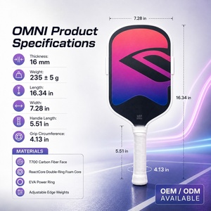 Nouvelle Raquette de Pickleball OMNI 2026, Face en Fibre de Carbone T700, Noyau en Mousse <span class=keywords><strong>Double</strong></span> Anneau, 16mm, Légère, Contrôle du Spin - Product Image 6
