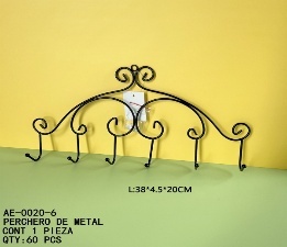 Perchero de pared con 6 ganchos, organizador decorativo de metal para el hogar, oficina, armario, incluye clavos - Product Image 3