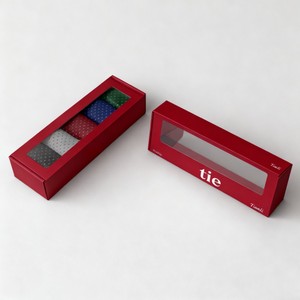 Design personnalisé de boîte d'emballage pour ensemble de cravates de luxe, cadeau pour hommes, boîte en papier avec nœud papillon, boîte d'emballage pour cravates avec fenêtre en PET - Product Image 1