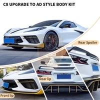 Kit carrosserie AD Style en carbone sec pour Chevrolet Corvette C8 Restyling 2023 : Lame avant, aération de pare-chocs, jupes latérales, diffuseur arrière