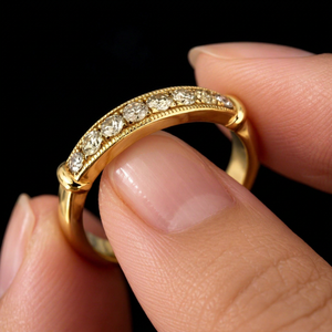 Bague d'éternité en or massif 9 carats plaqué or avec diamants, pierre ovale, pour mariage et fiançailles, tendance pour femme - Product Image 1