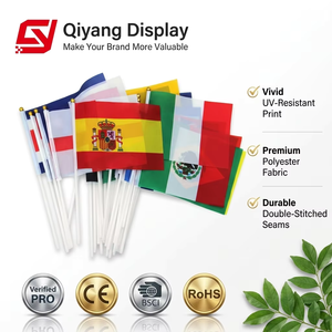 OEM ODM bandiere a mano personalizzate 4x6 pollici 5x8 11x18 in mano sventolando bandiera del paese piccole Mini bandiere tenute in mano <span class=keywords><strong>con</strong></span> <span class=keywords><strong>Logo</strong></span> - Product Image 1