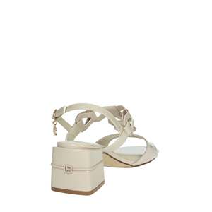 Sandales à talons Laura Biagiotti pour femme, cuir verni blanc, talon bloc, bout carré - Product Image 3