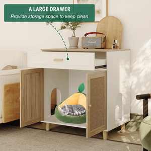 Mueble para Gatos JIAMEIJIA de Roble Claro Premium con Puerta Arqueada y Estante Amplio - Product Image 4