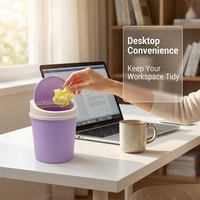 Poubelle de bureau simple à couvercle rabattable en PP, mini bac de rangement à bascule avec couvercle, design créatif et tendance pour la maison et les toilettes