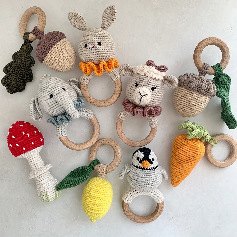 Детская погремушка, игрушка для вязания крючком, детская погремушка, подарок для будущей матери, хлопковые игрушки для вязания крючком