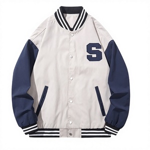 Custom Men's Casual Bomber <b>Jacket</b> Woolen Fabric Front Logo Embroidery Windproof Winter Autumn Ready Ship - Product Image 3