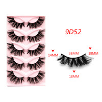 Cils faux obliques effet œil de chat, style européen et américain, 5 paires, naturels, monobloc, tige noire