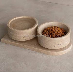 Bester Preis Haustier Katzen und Hunde Schüssel Beige Travertin Marmor Schüssel - Product Image 2