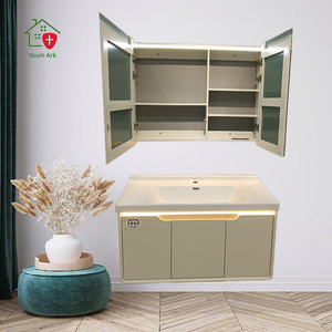 Meuble de salle de bain blanc moderne avec miroir intelligent LED, armoire murale résistante à l'humidité et à l'eau, avec dimensions personnalisées - Product Image 2