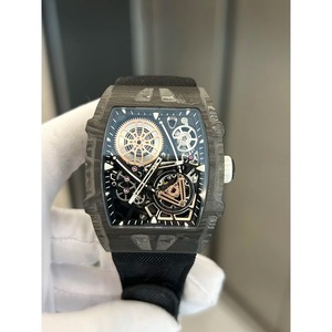 Reloj Mecánico de Lujo Personalizado, Hecho a Mano, con Correa de Lona y Fibra de Carbono, Diseño Hueco, Reserva de Energía de 24 mm, Estilo Ejecutivo - Product Image 2