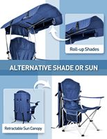 Chaise de camping à bras portable chaise de plage avec auvent ombre pliante chaises de pêche portables légères avec porte-gobelet