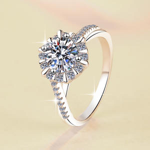 卸売価格 高級ジュエリー VVS1 モアサナイト 1カラット S925 スターリングシルバー プロミス/ウェディングリング パヴェバンド レディース - Product Image 2