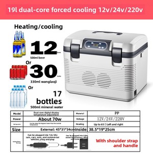 Réfrigérateur portable 19L pour usage extérieur et domestique, double ventilateur, refroidisseur de voiture, affichage numérique réglable, 12V/24V, refroidissement semi-conducteur - Product Image 2