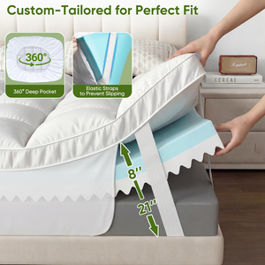<span class=keywords><strong>Surmatelas</strong></span> en mousse à mémoire <span class=keywords><strong>de</strong></span> <span class=keywords><strong>forme</strong></span> extra épaisse 5 pouces, double couche avec <span class=keywords><strong>surmatelas</strong></span> en mousse gel 2,5 pouces et dessus <span class=keywords><strong>de</strong></span> matelas rafraîchissant en <span class=keywords><strong>bambou</strong></span> 2,5 pouces 1500 GSM - Product Image 4
