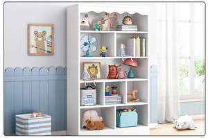 새로운 간단한 어린이 책장 바닥 간단한 거실 연구 그림책 단단한 컬러 학생 장난감 스토리지 작은 책장 - Product Image 5