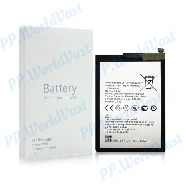 High Quality Mobile Phone Battery for Tecno Spark GO 1 KL4 Pop 9 BL-49NT NEW 5000mah Lithium Ion Batteries CE FCC MSDS Certified