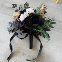 Ensemble floral noir et or personnalisé pour mariage, anniversaire, bouquet de mariée, boule de fleurs, rangée de fleurs, centre de table, décoration d'événements