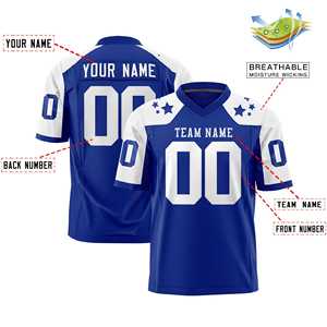 Maillot de football américain personnalisé blanc royal avec motif étoile sur l'épaule - Product Image 2