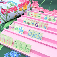 Jeu de Mahjong américain Garden Glow Matcha Pearl en acrylique monocouche gravé sur mesure pour divertissement intérieur