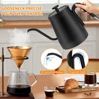 Bouilloire Électrique Intelligente en Acier Inoxydable à Col de Cygne, Contrôle par Ordinateur, Conception Sans Fil, Affichage Numérique, 1L, Automatique, pour Hôtels et Camping-cars, Vente en Gros
