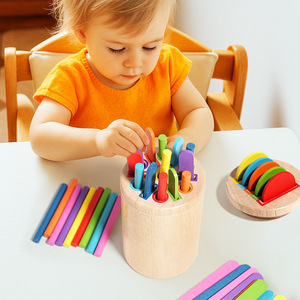 ของเล่นไม้เสริมพัฒนาการเด็ก CPC CE แบบนำเข้าจากต่างประเทศ ชุดคัพสีสันสดใสสำหรับฝึกการจัดเรียงรูปทรงและฝึกการสอดแท่ง ของเล่นมอนเตสซอรี่สำหรับเด็กอายุ 4-6 ปี - Product Image 2