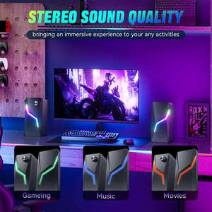 Altavoz de Escritorio Portátil 2.0 con Perilla de Volumen, Entrada USB, Sistema de Sonido Mini Estéreo con Bajos para Juegos - Product Image 3