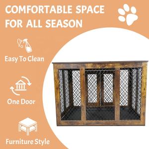 กรงสุนัขทำจากไม้โลหะขนาดใหญ่สำหรับบ้านสุนัขสไตล์เฟอร์นิเจอร์ในร่มที่ทันสมัยสำหรับงานหนัก - Product Image 2