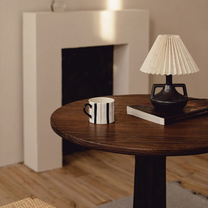 Wabi Sabi Style Round <b>Solid</b> <b>Wood</b> Dining <b>Table</b> For Small Apartments Cafe Use - Product Image 3