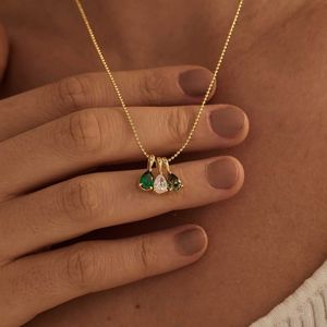 Collar con Colgante de Piedra Natalicia Personalizado, Hipoalergénico, con Certificación CE y RoHS, Diseño de Lágrima, Chapado en Oro de 18k, Joyería Fina para Mujer - Product Image 2